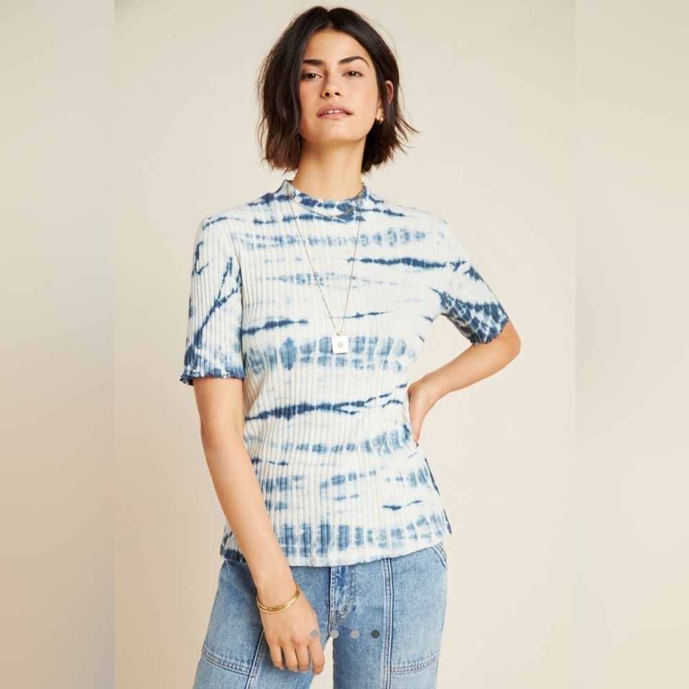 Anthropologie eri + alli Reed mock neck top tie dye - Picture 3 of 10
